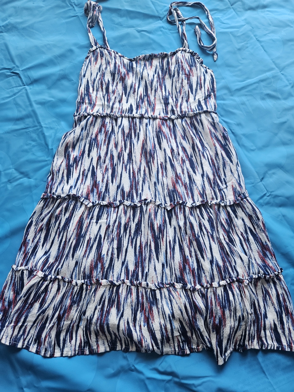 Live To Be Spoiled Abstract Lined Ruffle Dress